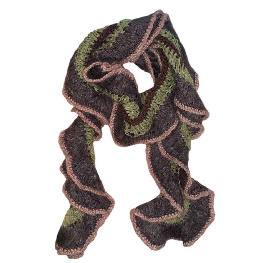 Lucky Brand Army Green Beige & Brown Warm Winter Scarf